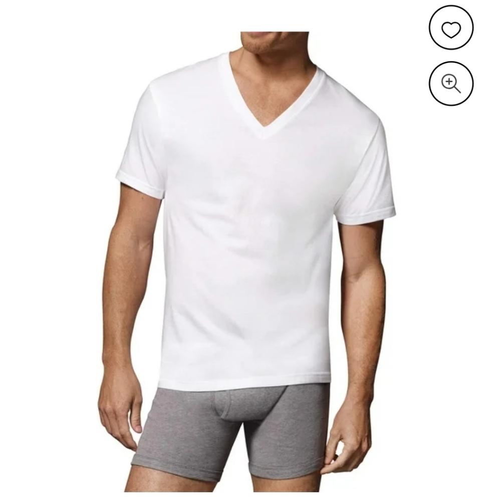 1 Pkof 3  Hanes Premium Soft White Tagless V-Neck T-Shirt Undershirts Xl 46-48"
